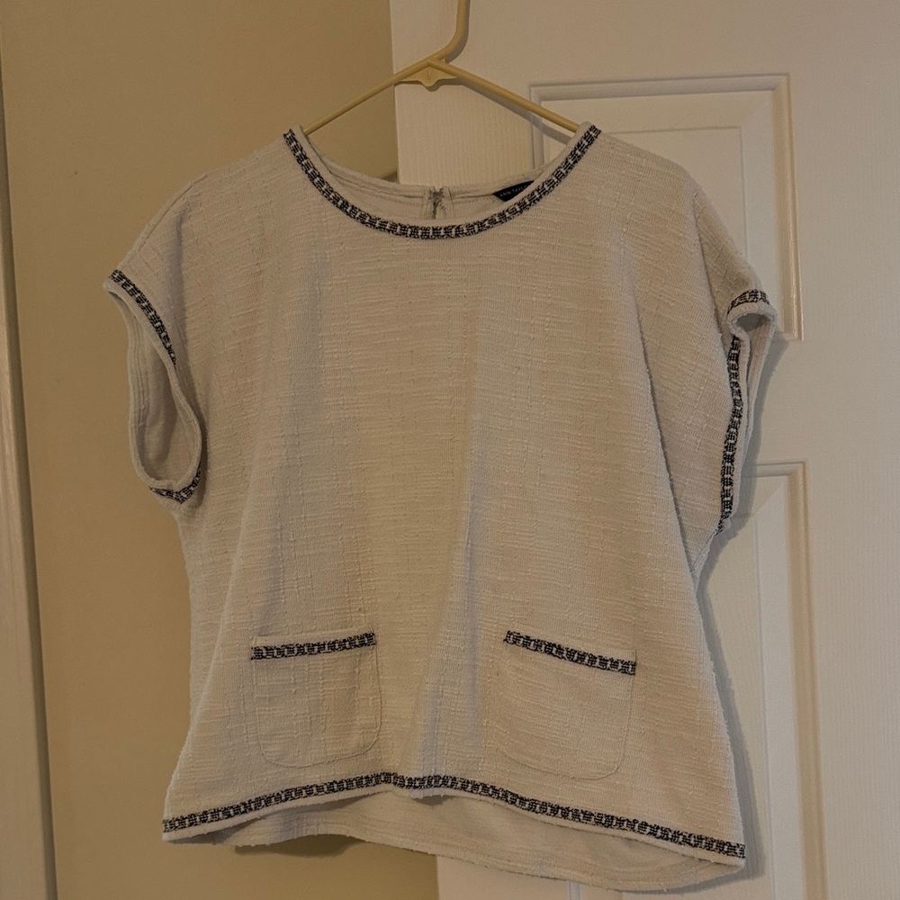 Ann Taylor Women's Cream Textured Top